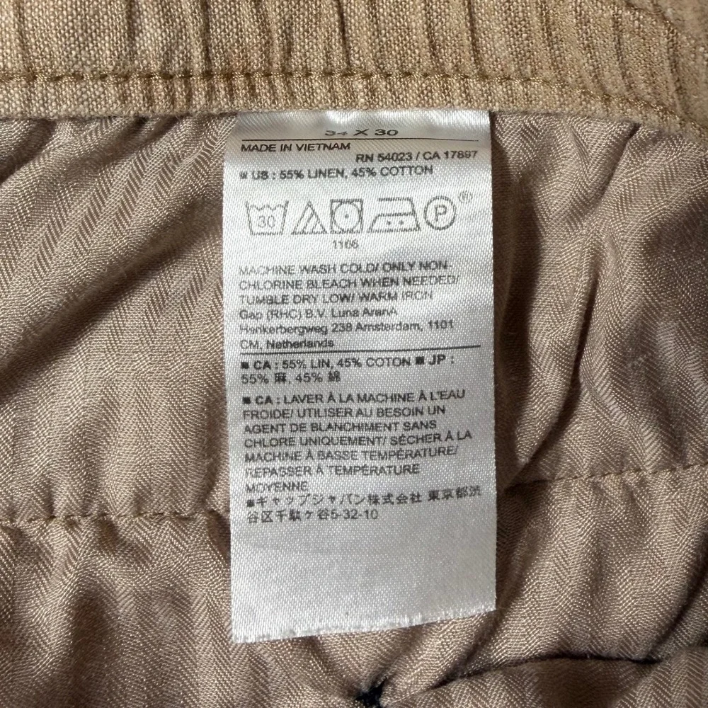 Banana Republic Pants Mens 34x24 (actual) Slim-Tapered Linen Cotton Khaki Brown